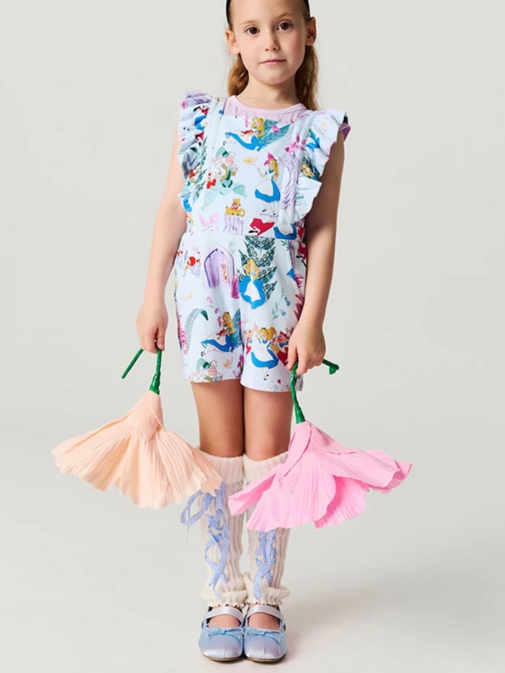 Posh Peanut Disney Adventure Fairy Tale Alice In Wonderland Romper with Ruffles